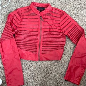 faux leather red jacket